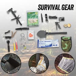 Sruvival gear included in kit.